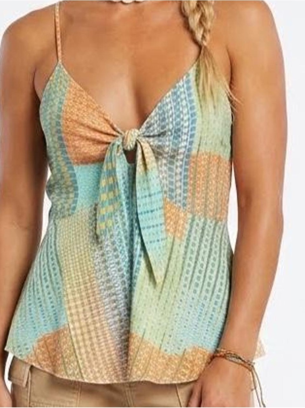 O'Neill Multicolored Boho Tie-Front Tank Top